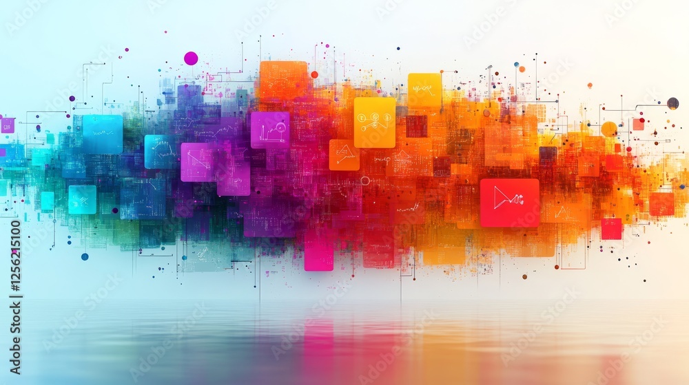Poster abstract data visualization: a colorful interplay of information architecture and data streams refle