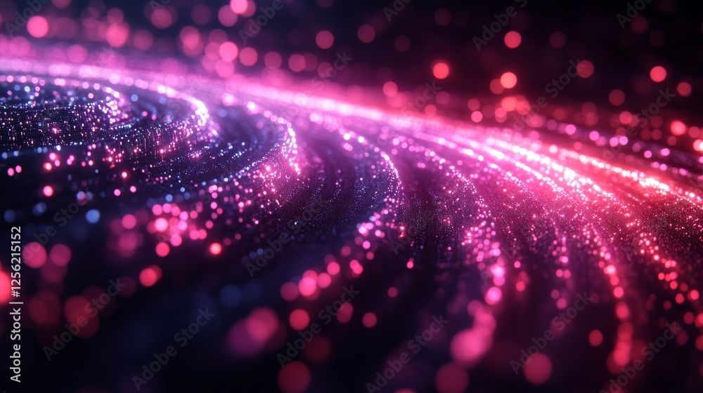 Leinwandbilder abstract purple and pink glittering particles flowing and glowing - a futuristic and dreamy display 