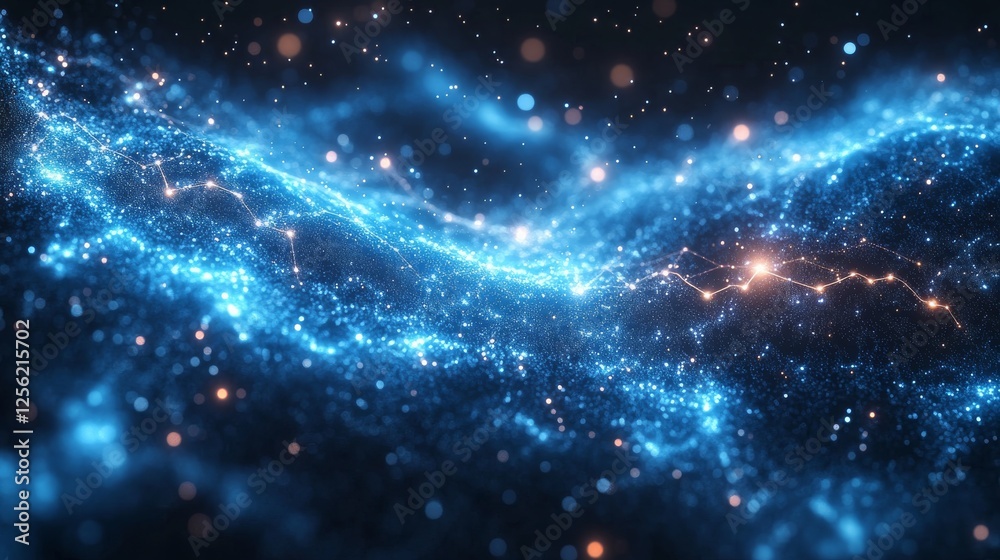 Aufkleber mystic nebula: a mesmerizing digital rendering showcasing a network of interconnected glowing partic