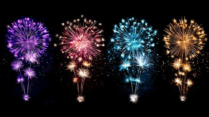 Colorful Fireworks Display with Vibrant Sparks and Explosions