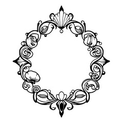 Elaborate ornamental vintage frame of elegant design with symmetrical floral and scroll pattern.
