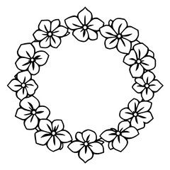 Simple flower ring wreath, showcasing a minimalistic and clean illustration of flowers arranged in a circular pattern against a white background.