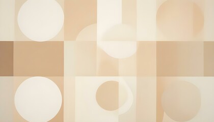 Vintage Abstract Design Beige Web Pattern with Circles Triangles Squares and Mosaic Texture for a Banner