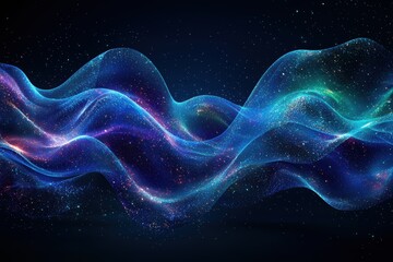 Glowing abstract dna helix with flowing light trails digital art dark environment high fidelity concept