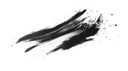 Black paint splashes and watercolor smear on a clean white background isolated for artistic design ideas