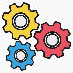 Gears or settings icon, stock vector. Two-tone version on Transparent background. EPS 10.
