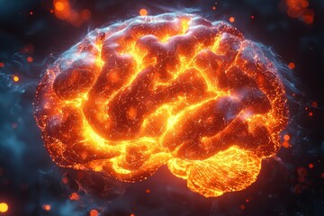 Dynamic ai brain visualization digital realm high-fidelity artwork futuristic environment close-up view neural innovation