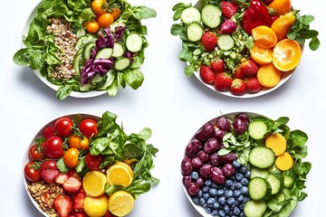 Four healthy mixed salads celebrating national salad month