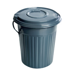 Durable Steel Trash Can with Lid and Handle on white background