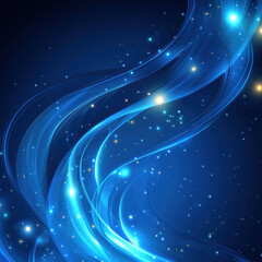 Abstract blue swirls with sparkling lights on dark background, ideal for digital art