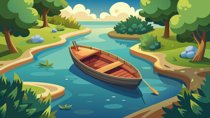 tropical island with boat