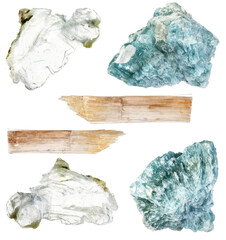 natural specimens of uncut brucite rocks cutout