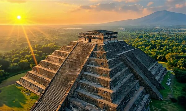 Chichen Itz&aacute;, Yucat&aacute;n. Mayan pyramid of Kukulcan El Castillo at sunset