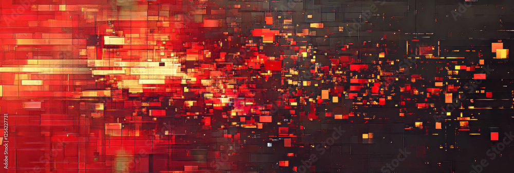 Poster captivating red flashes create a visually striking fragmented texture