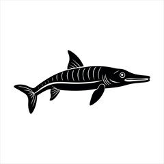 Ichthyosaurus Extinct Animals silhouette fish isolated on white background