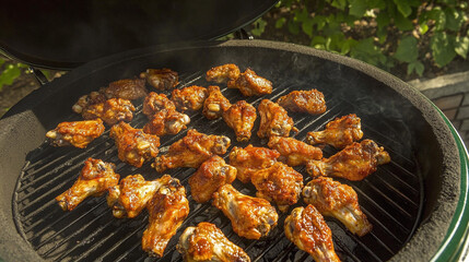 Smoky Chicken Wings Grilling on a Sunny Afternoon Barbecue