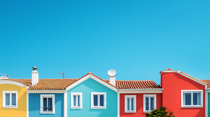 Colorful Row of Houses Under a Clear Sky