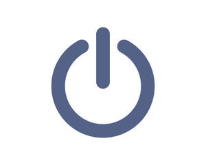 Sleek, minimalist power button icon in muted blue. Perfect for websites, apps, and presentations needing a clean, modern aesthetic.