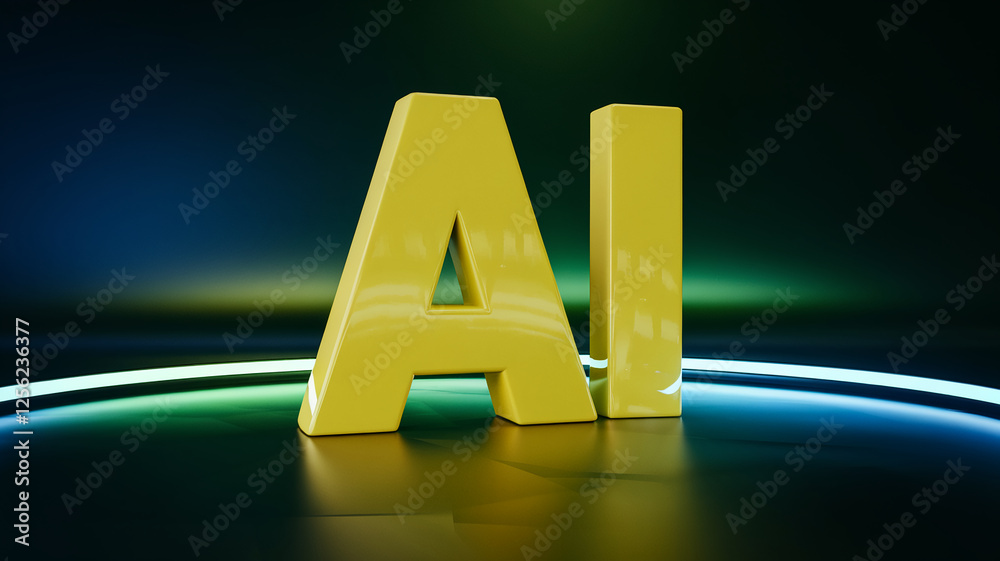 Poster a modern 3d render of bold yellow 