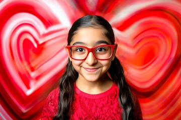 Valentine's day greeting from woman or for woman. Remarkable striking image of attractive loving latin young girl - commercial digital ads pattern. Valentine's day celebration ideas. Woman love.