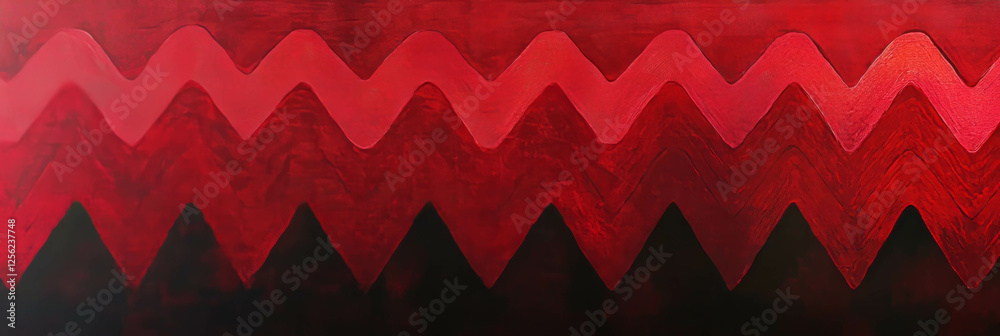 Poster bold patterns create a striking visual effect with subtle crimson zigzags on a dark background