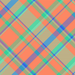 Vibrant coral, mint, and taupe plaid pattern.  Perfect for textile design, fashion, or website backgrounds.  Modern and playful, this seamless design offers a fresh, energetic aesthetic.