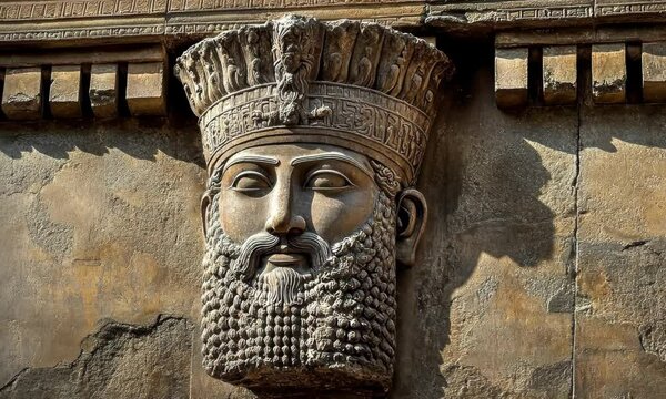 Ancient relief of Mesopotamian king inspired by Assyria