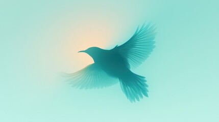 Obraz premium Flying bird silhouette nature scene artistic ethereal environment side view freedom concept