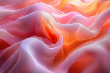 Fototapeta premium Flowing pink and orange fabric drapes background for design or art