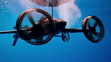 Innovative underwater drone navigating through crystal clear ocean waters, capturing breathtaking views of marine life and underwater landscapes - Powered by Adobe