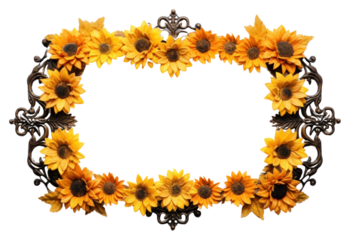 PNG Iron sunflower frame plant white background celebration.