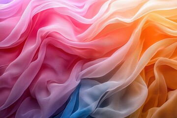 Obraz premium Translucent ribbons cascading in glowing colors abstract art display studio setting high fidelity vibrant viewpoint