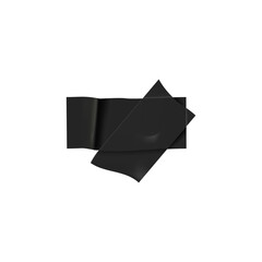 Black crossed sticky scotch tape stripes corner form vector icon, adhesive wrinkled pieces, torn glued plaster or patch