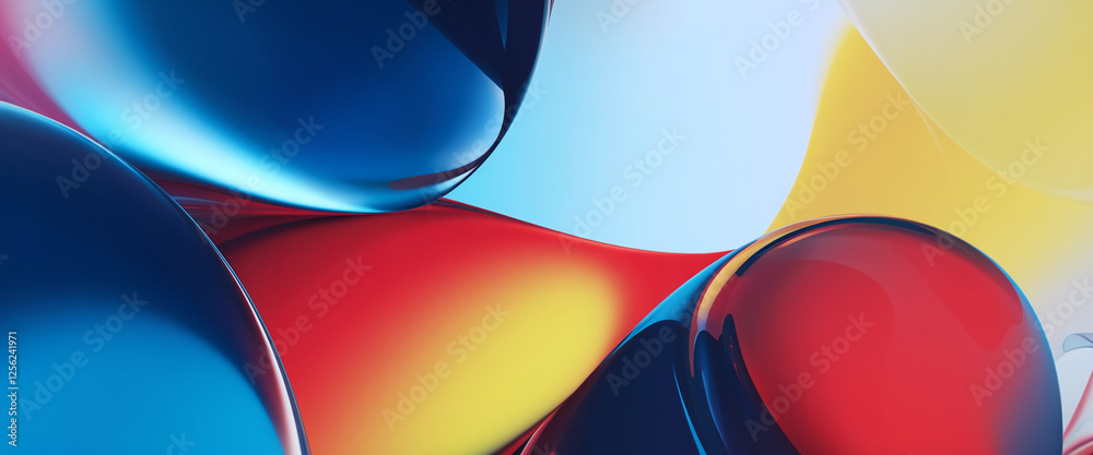 Aufkleber An abstract fluid design with overlapping colorful shapes in vibrant hues, symbolizing motion, creativity, and modern design, featuring a smooth and glossy finish.