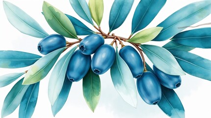 Olive Branch with Lush Green Leaves and Ripe Olives – Symbol of Peace and Nature