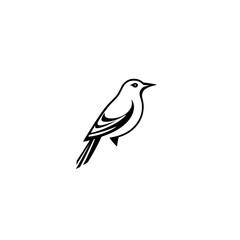 Silhouette-esque artful illustration of a bird; a black and white stylized bird in minimalist style.