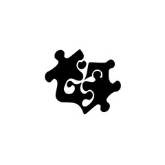 Black Puzzle Pieces on White Background: Abstract illustration of two interconnected puzzle pieces.