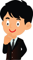 Man Character Busy Young Business Man in a Professional Office Using Tablet Colourful Poster Free Illustration Modern Office Worker Business Man Holding Tablet and Working in a Corporate Environment