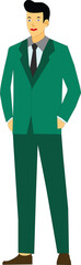 Successful Young Business Man Office Worker in a Modern Office Vector Illustration Confident Professional Business Man Working in a Corporate Environment Colourful Poster Design