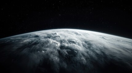 Obraz premium Earth from Space, Cloudy Horizon, Cosmic View, Photo Opportunity
