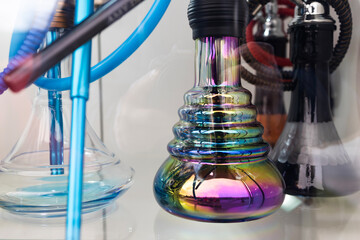 Set of hookahs in a specialized store