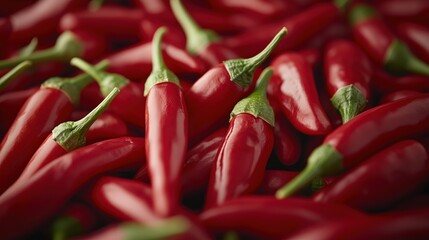 Fresh red chili peppers piled together vibrant decoration and culinary use