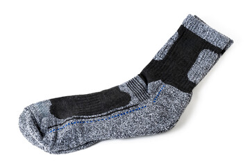 Pair warm socks on white background.