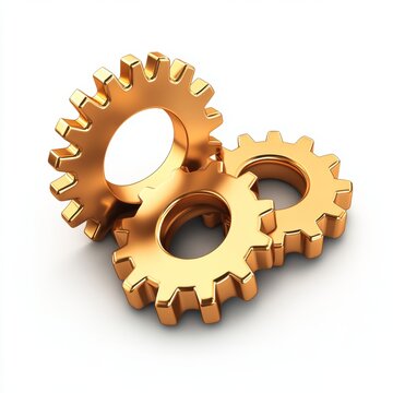 Interlocking orange gears in a 3D render, symbolizing seamless teamwork, efficiency, and mechanical exactness