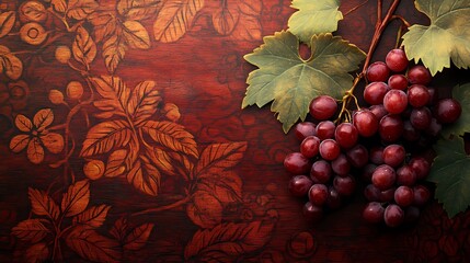 grape illustration for culinary projects, hand-drawn style, vibrant colors, detailed texture, perfect for food blogs, recipe books, and cooking websites, vintage aesthetic