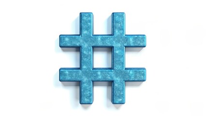 Obraz premium Blue Hashtag Symbol on White Background