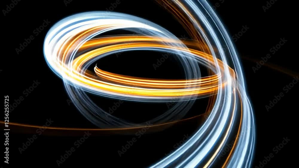 Poster dynamic light patterns create a mesmerizing spiral effect, showcasing brilliant colors against a dar