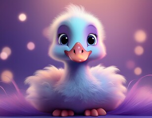 Niedlicher süßer Schwan, lila Hintergrund