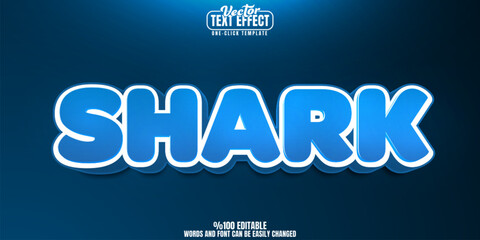 Shark editable text effect, customizable blue and ocean 3d font style