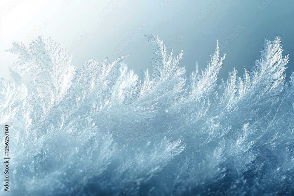 Aufkleber a stunning close-up of intricate frost patterns on glass, showcasing delicate crystals and shimmerin